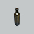 MJ SQUARE GLASS BOTTLE GREEN 250ML W/LID