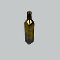 MJ SQUARE GLASS BOTTLE GREEN 500ML W/LID