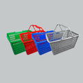 PLASTIC SHOPPING BASKET - GRN/RED/BLU/GRY