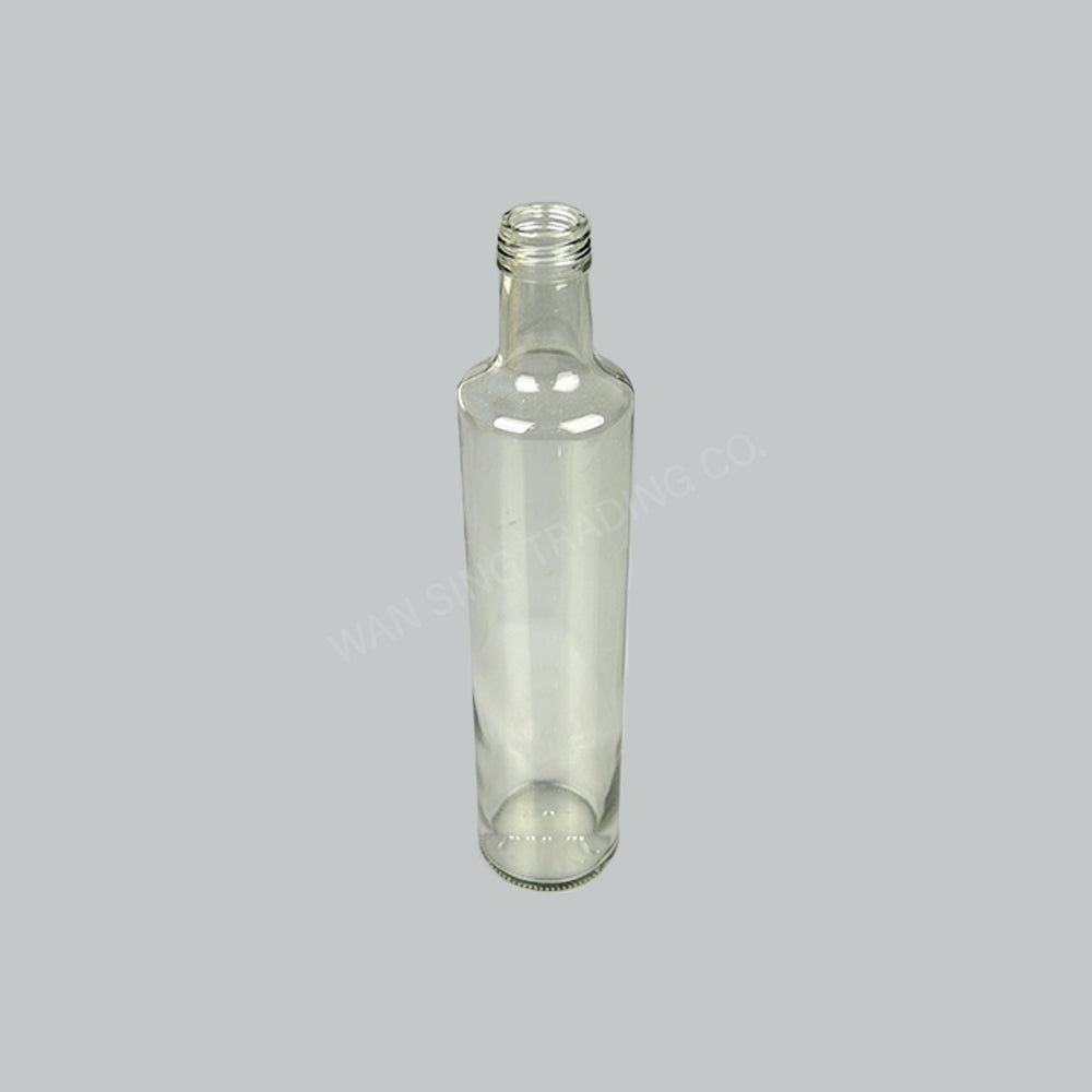 MJ ROUND GLASS BOTTLE CLEAR 500ML W/LID