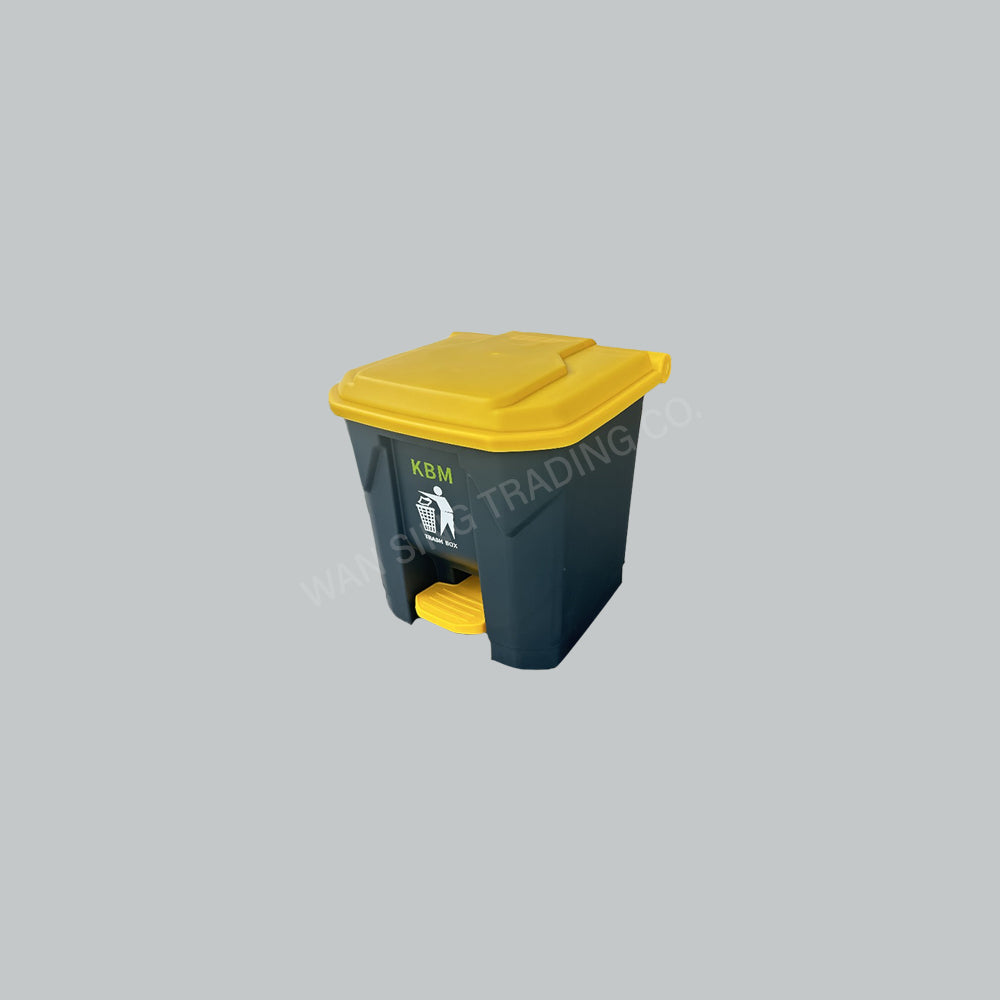 KBM 30L GARBAGE BIN W/PEDAL - DARK GREY/YLW LID