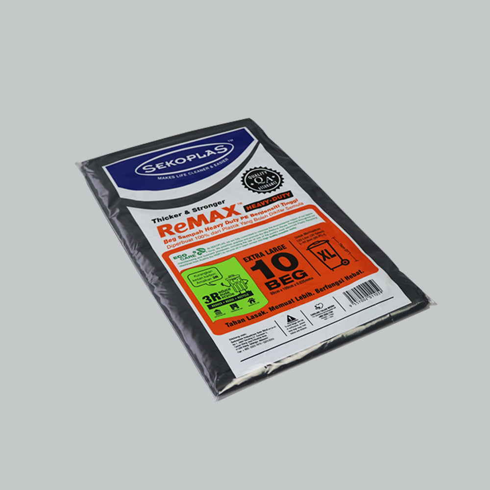 2501012 - SEKOPLAS REMAX GARBAGE BAG - XL 22.5"X31" 10'S BLK 10'SX60PKT/BDL