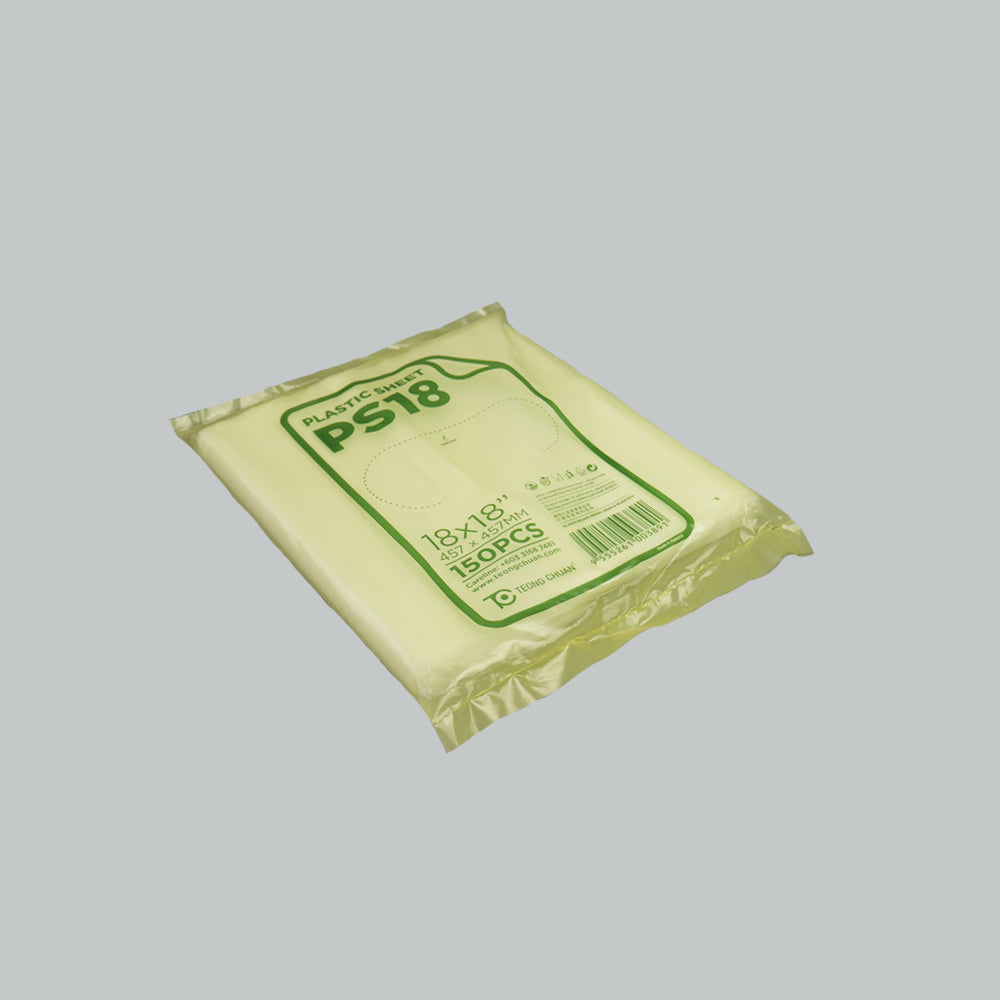 2501072 - TC PS18 PLASTIC SHEET TRANS 18"X18" 150'SX25PKT/BDL