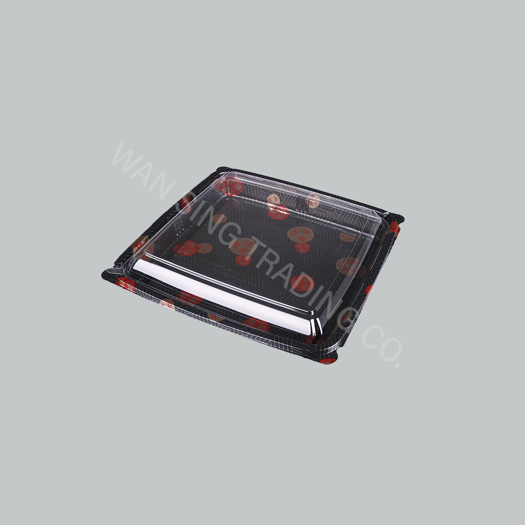 1650329 - SQ BLK SUSHI TRAY W/LID SUSHI09 200SET/CTN