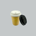 KRAFT PAPER CUP 8OZ W/LID BK/WH 20'S/PKT