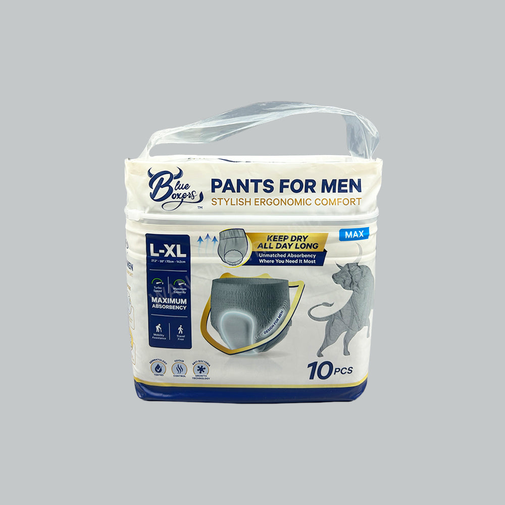 KY MEN ADULT DIAPER PANTS BLUE BOXER L-XL 10'S