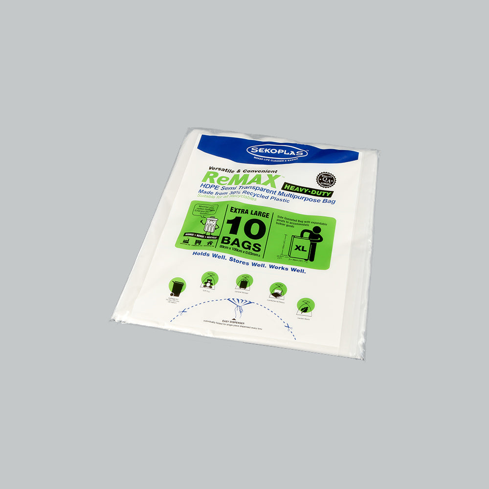 2500288 - RECYCLED GARBAGE BAG WHITE 89X109CM - XL 10'SX60PKT/CTN